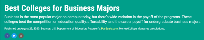 《Money》2020年美國大學(xué)性價比排名之三大熱門專業(yè)商科、工程、計算機科學(xué)TOP10院校